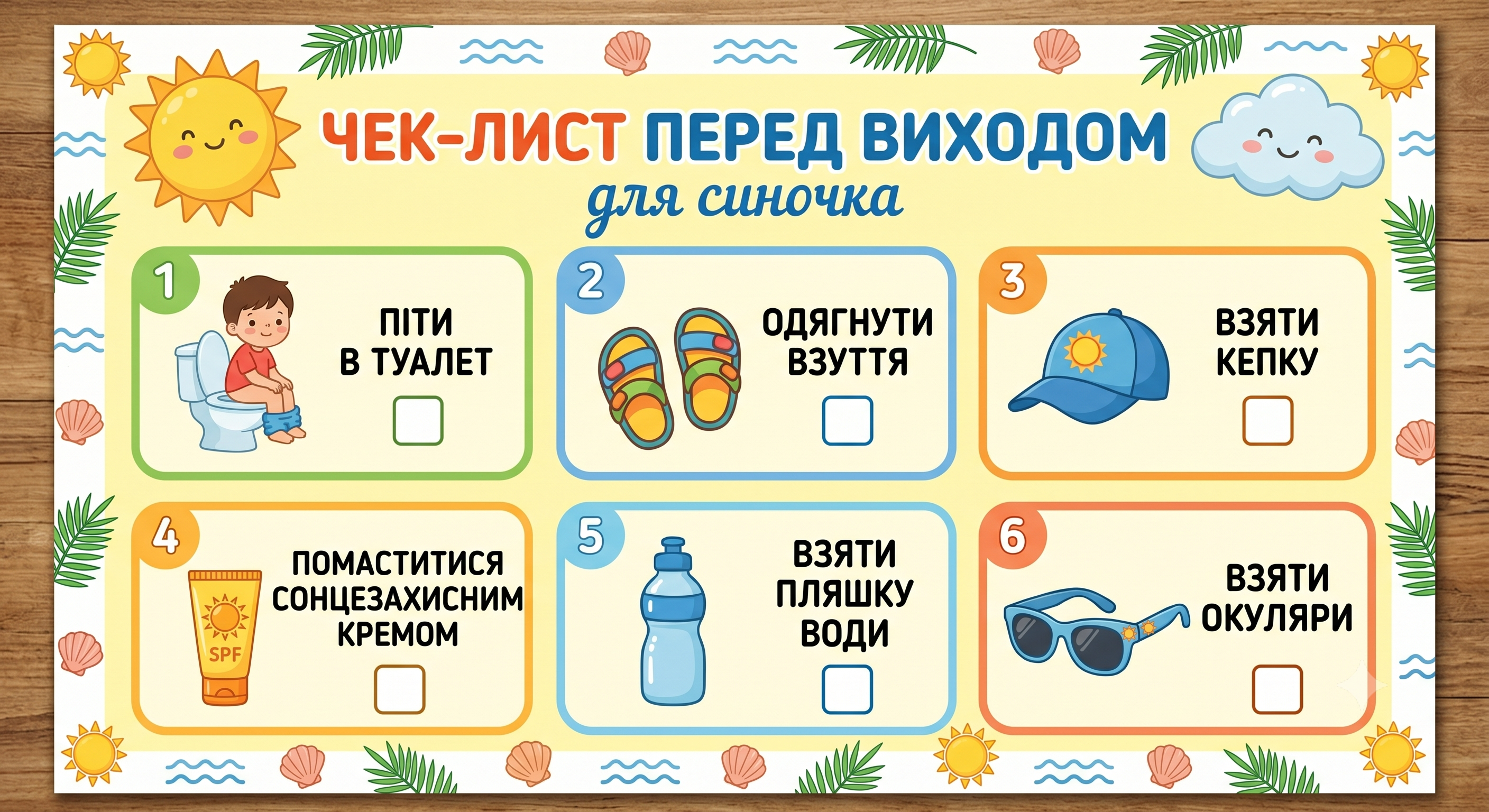 Літній чек-лист перед виходом: Збираємося на прогулянку самостійно!